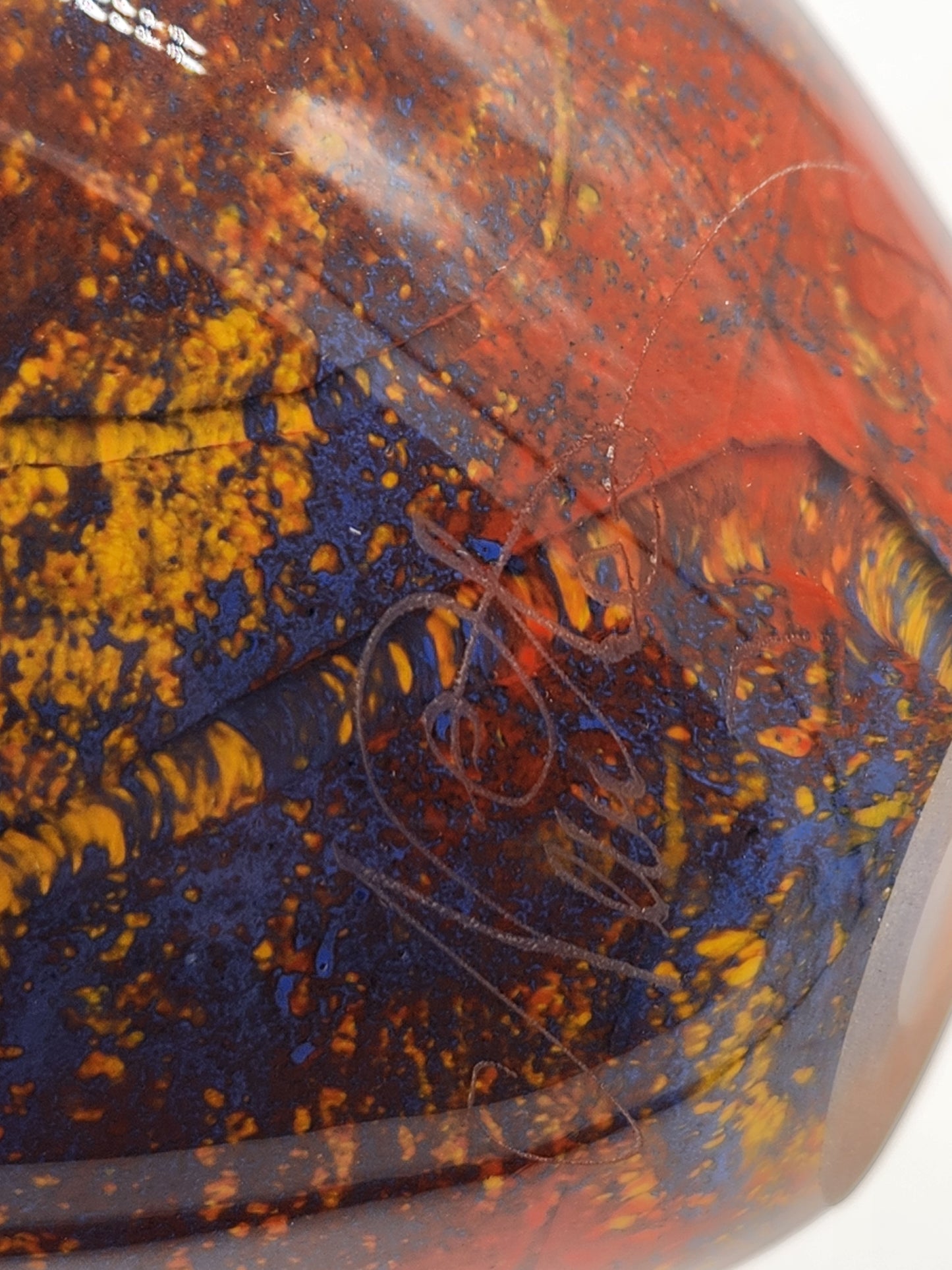 Ioan Nemtoi Signed Studio Art Glass Vase 6.5" Blue Amber Yellow Romanian Blown Glass