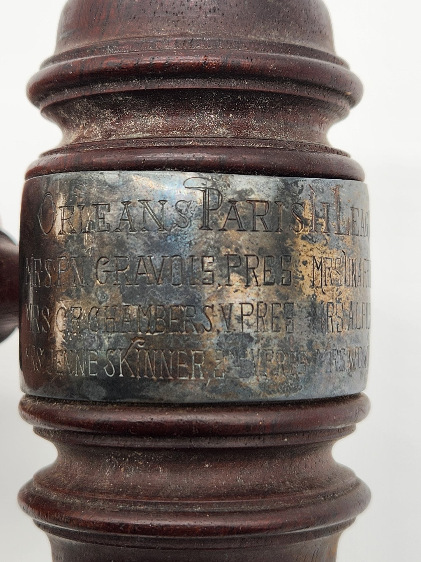 Vintage Orleans Parish League of Women Voters Engraved Wooden Gavel