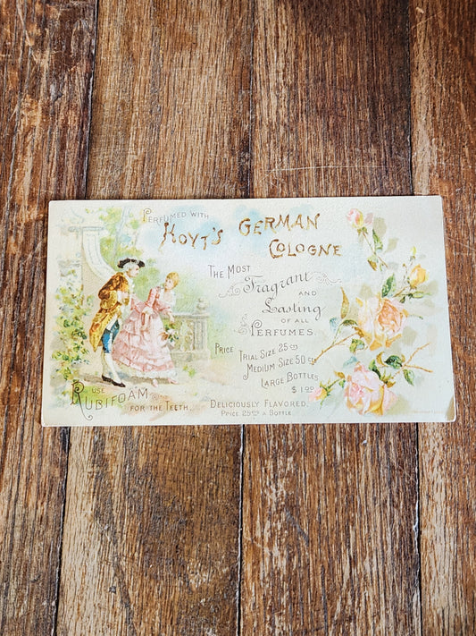 Victorian Hoyt’s German Cologne Trade Card Rubifoam Perfume c1890s