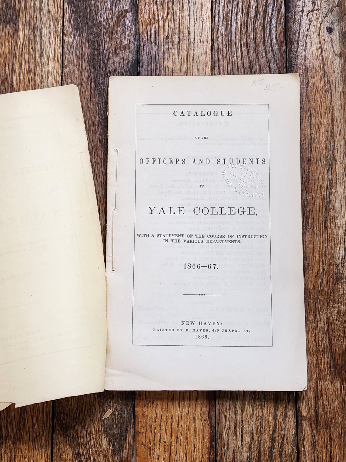 1866 Yale College Catalogue – Officers & Students, Courses of Instruction, New Haven CT
