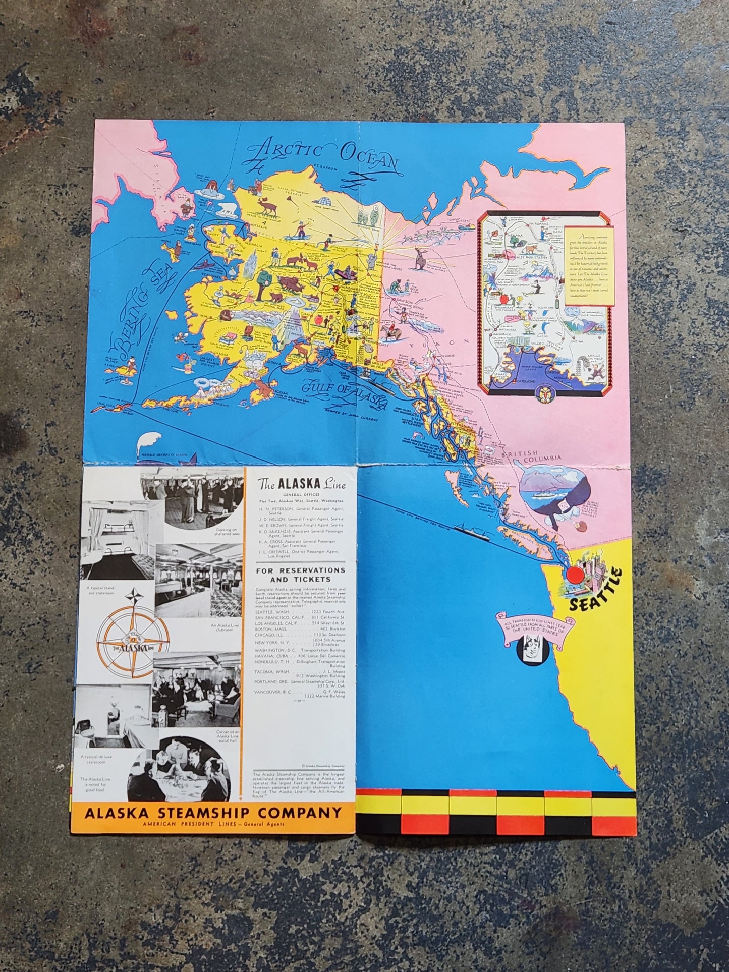 Vintage 1940s Alaska Steamship Company Travel Brochure – Looking Ahead to Alaska w/ Map & Photos