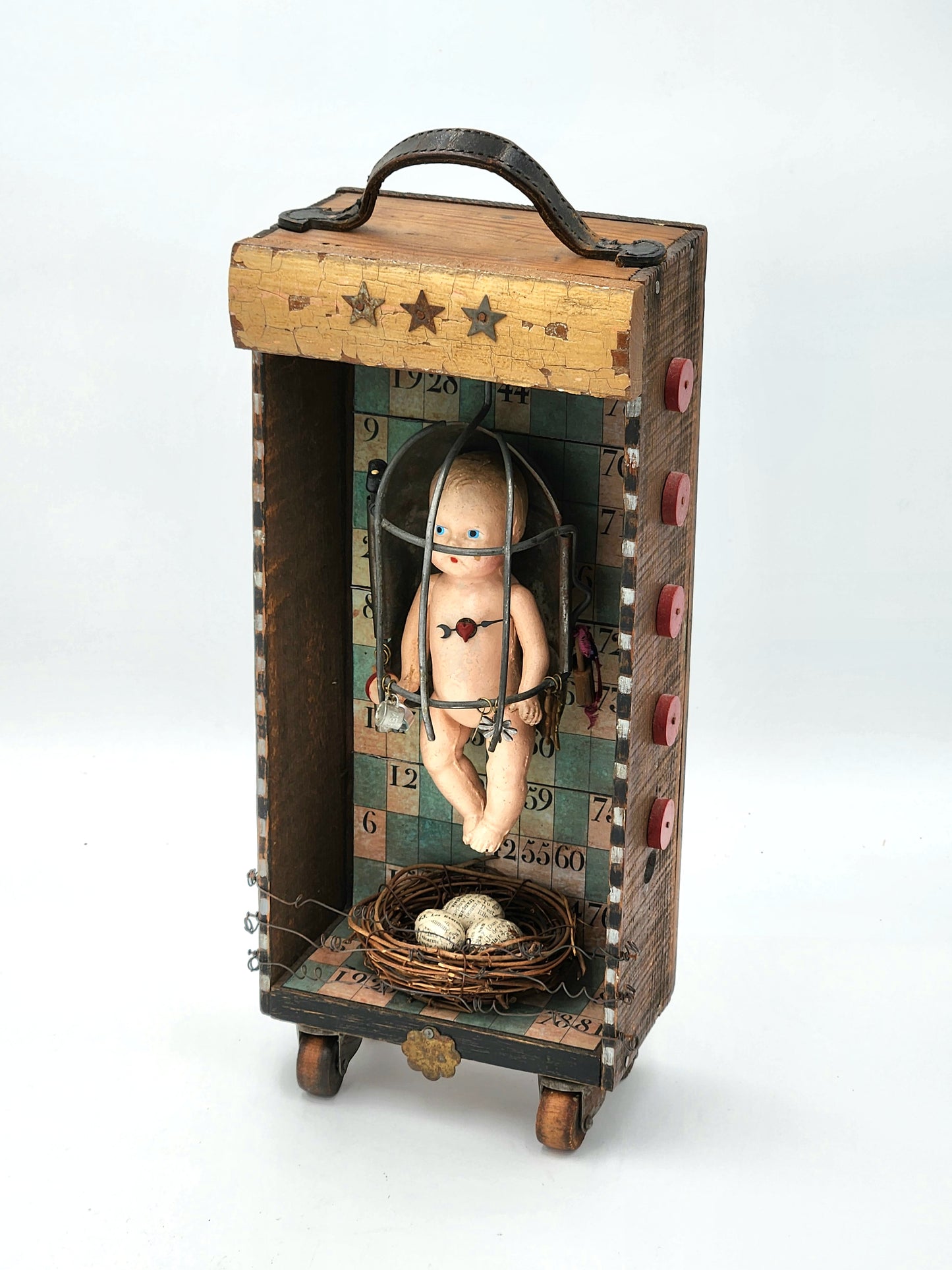 Baby in a Birdcage Assemblage Art