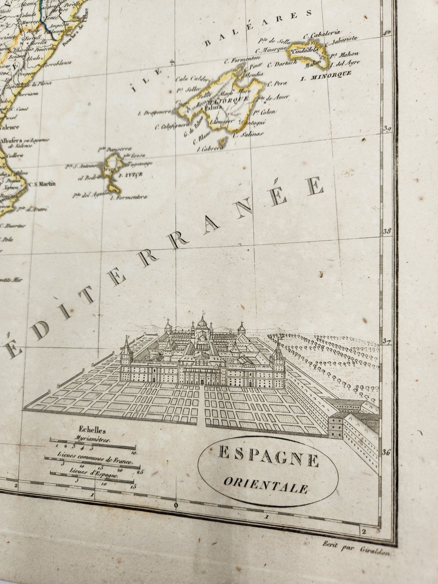 Original Map 1812 of Spain Cataluna - Conrad Malte-Brun / Lapie