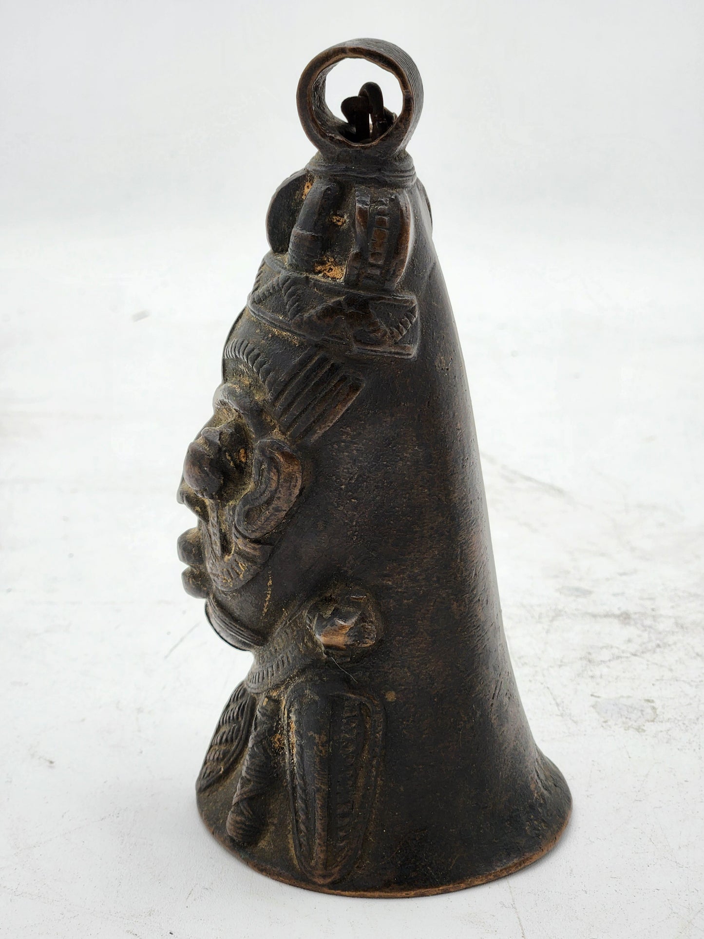 Antique 19th Century Yoruba Bronze Face Bell Nigerian Ogboni Tribal African Art