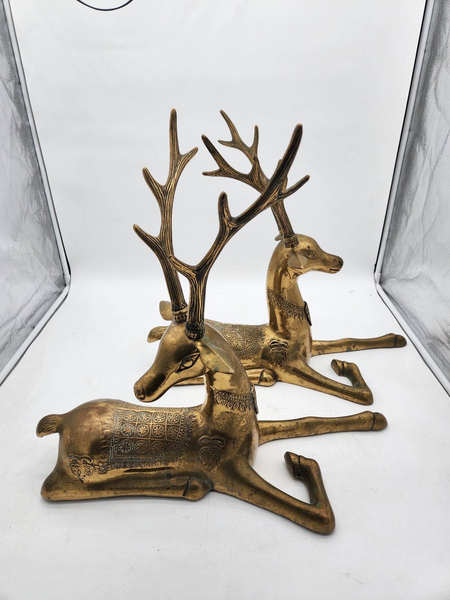Pair of Large Brass Deer/Stag Figures - Mid-Century - Sarried Ltd