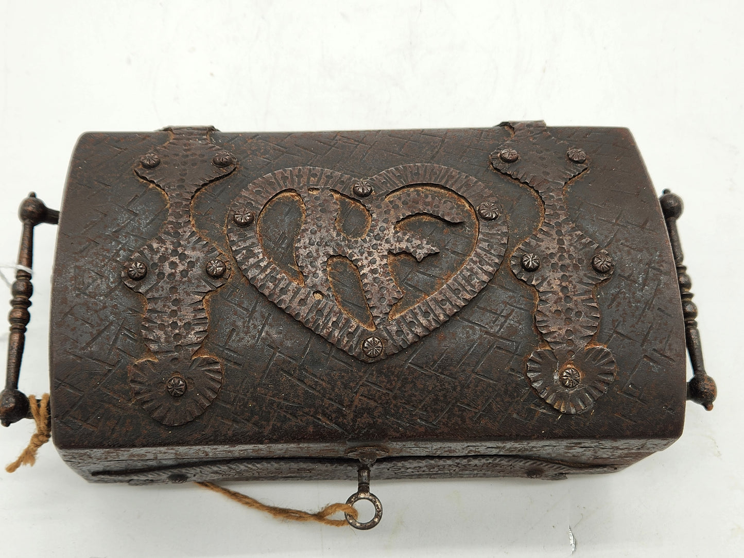 WWII German Trench Art Iron Box 1942 Heidelberg Etched Heart Sweetheart Casket 110th Inf HQ