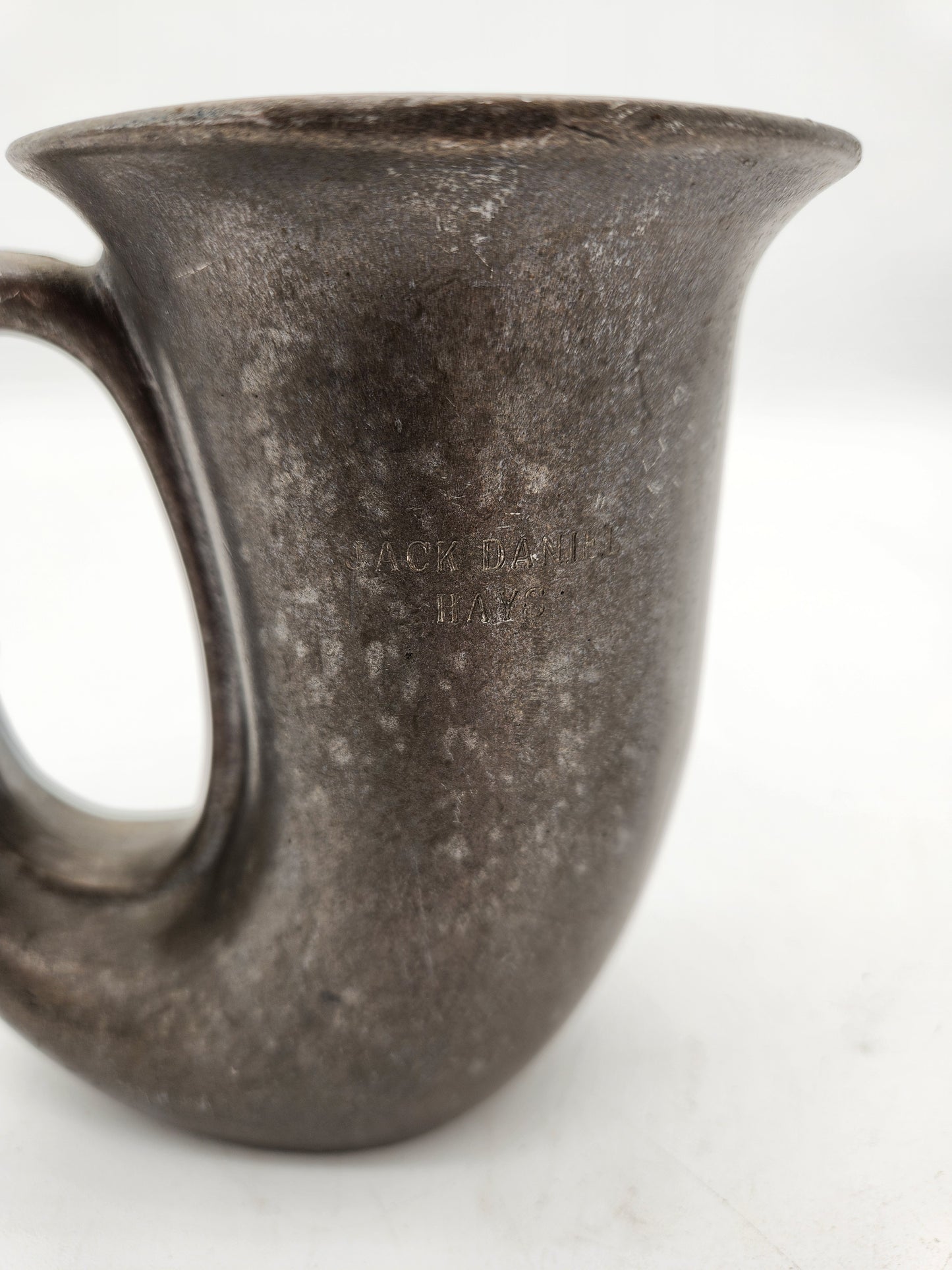 Vintage Jack Daniel Hays Texas Ranger Commemorative Metal Mug – Unusual Loop Handle Design
