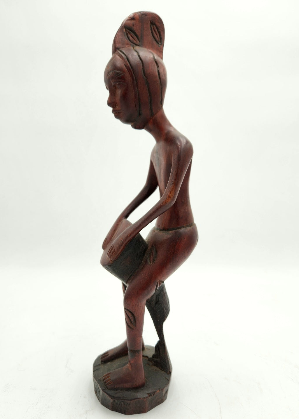 Hand Carved African Drum Wood Sculpture