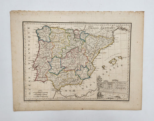 Original Map 1812 of Spain Portugal - Conrad Malte-Brun