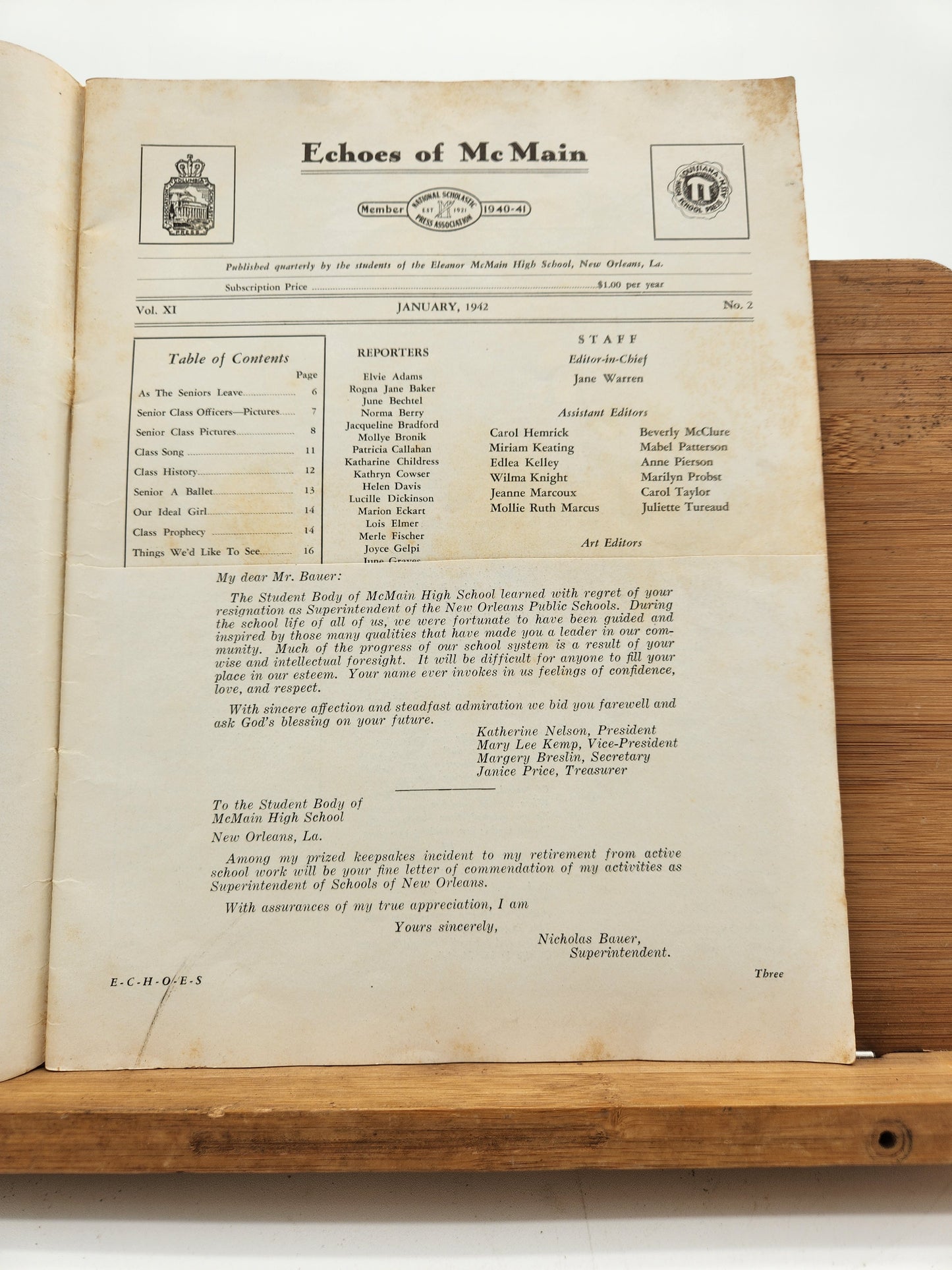 1942 Echoes of McMain High School Magazine New Orleans LA WWII Era Vol XI No 2