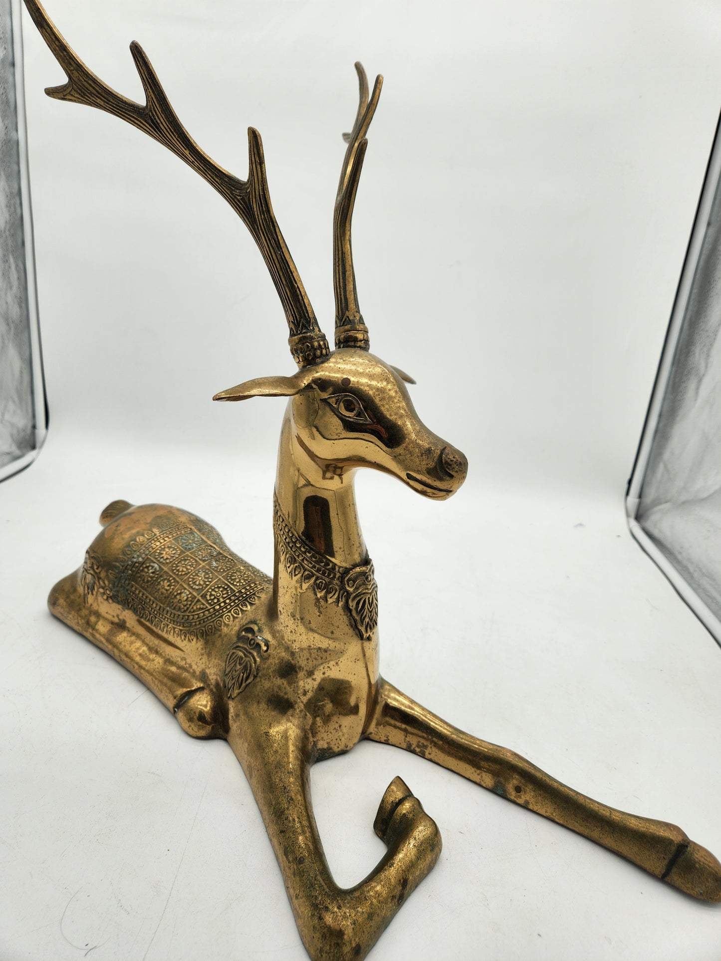 Pair of Large Brass Deer/Stag Figures - Mid-Century - Sarried Ltd