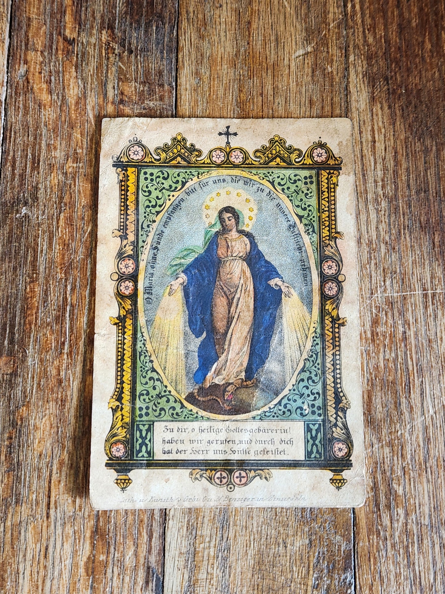 Antique German Catholic Holy Card Immaculate Conception St Bernard c.1870