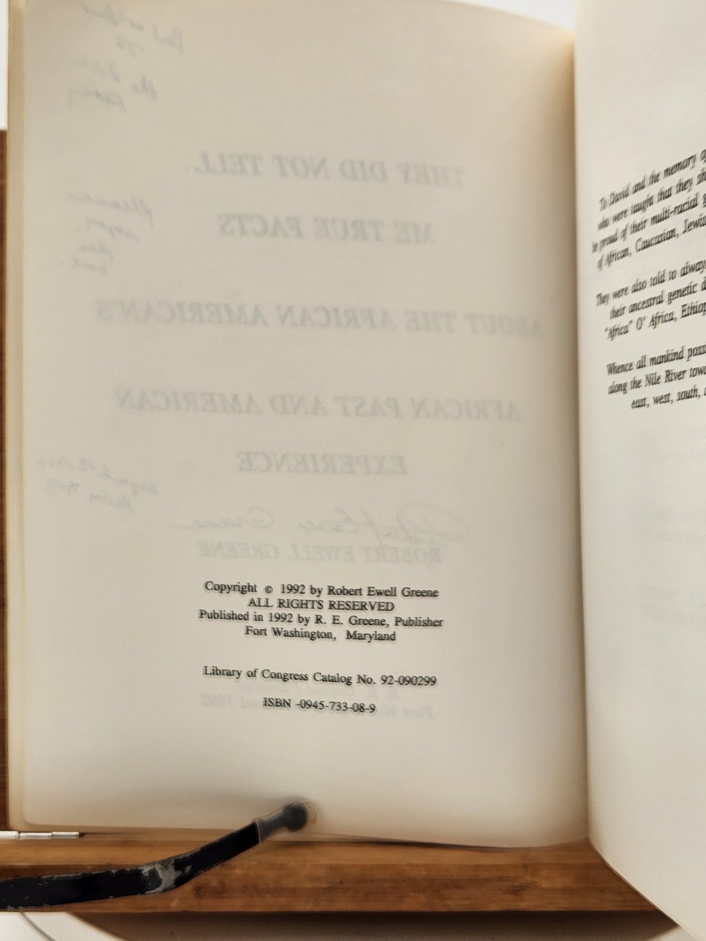 They Did Not Tell Me True Facts – Robert Ewell Greene (1992) African American History