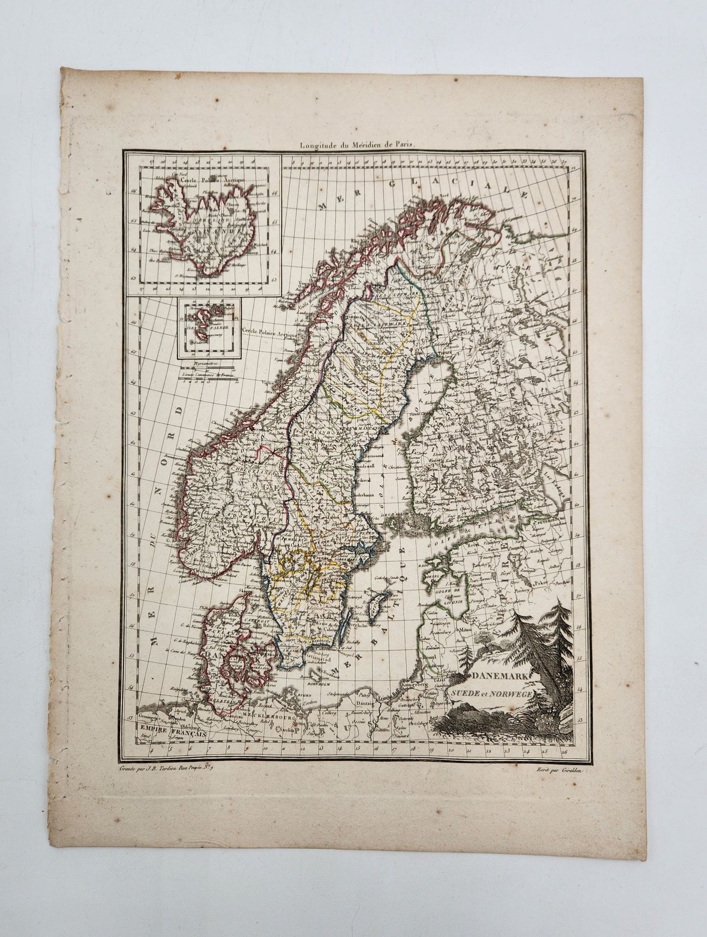 Antique Map 1812 of Scandinavia Iceland, Denmark, Norway - Conrad Malte-Brun