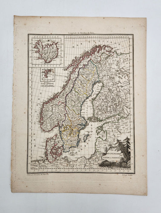 Antique Map 1812 of Scandinavia Iceland, Denmark, Norway - Conrad Malte-Brun