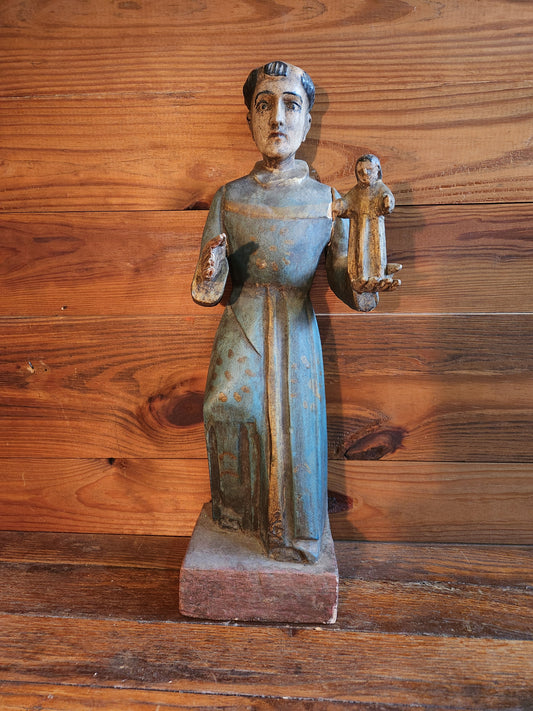 Antique Polychrome Hand Carved Santos