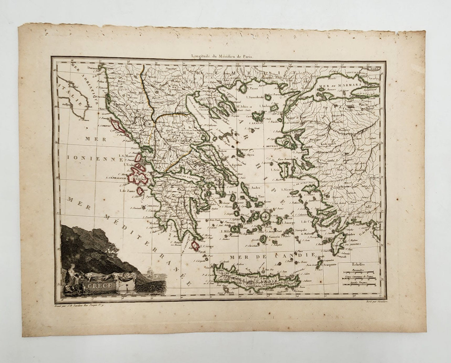 Original Map 1812 of Greece Grece - Conrad Malte-Brun / Lapie