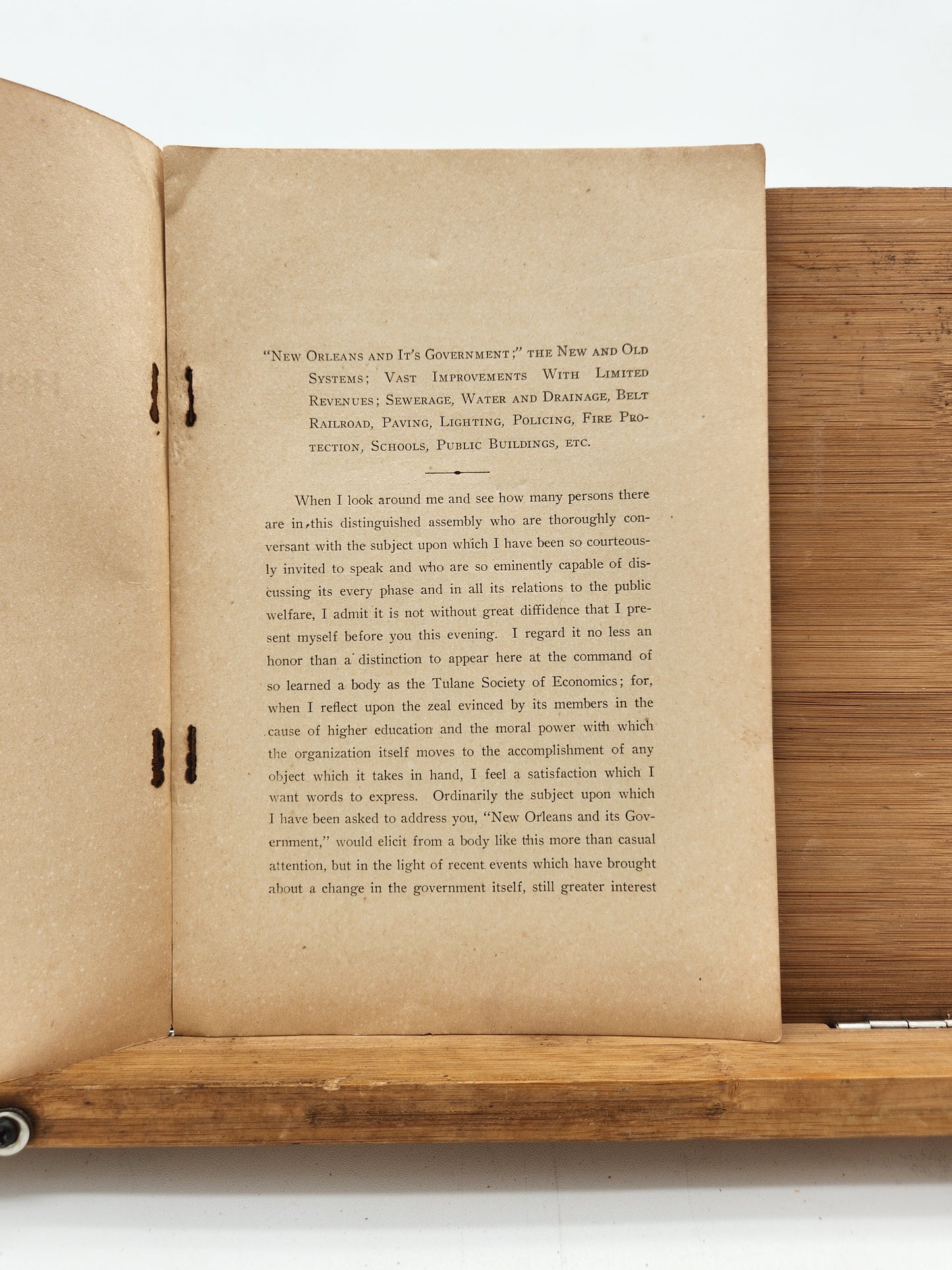 1913 Martin Behrman Address — New Orleans Mayor Speech at Tulane University Gibson Hall Louisiana History