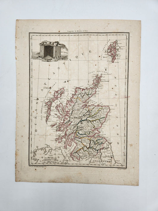 Original Map 1812 of Scotland, Edinburgh- Conrad Malte-Brun / Lapie