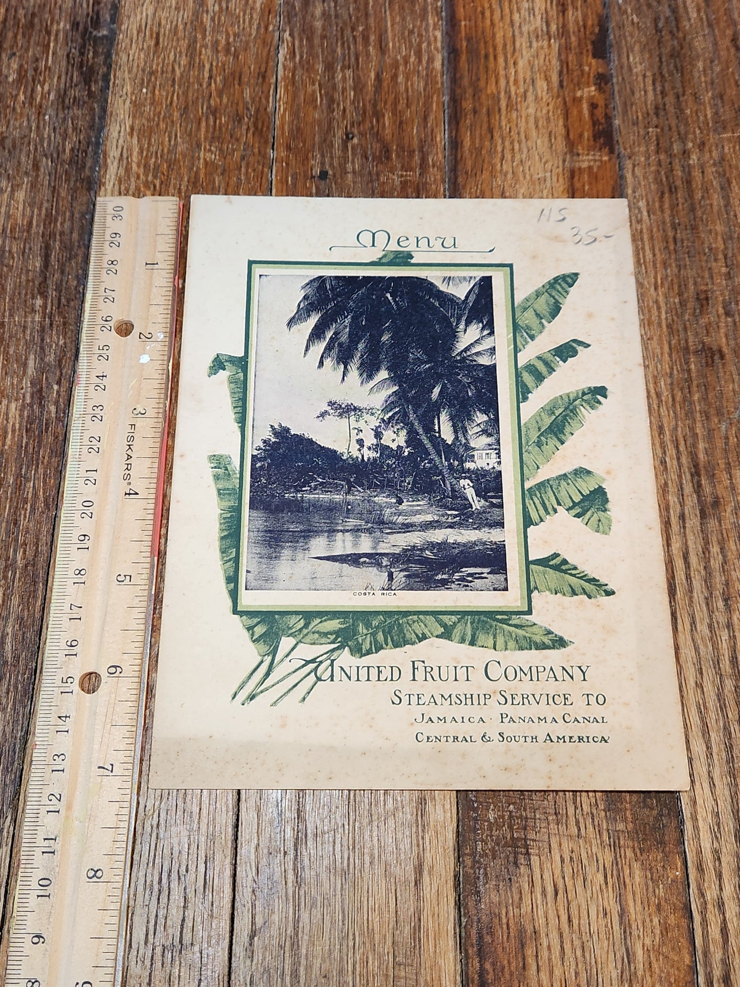 Costa Rica United Fruit Company Menu 1913