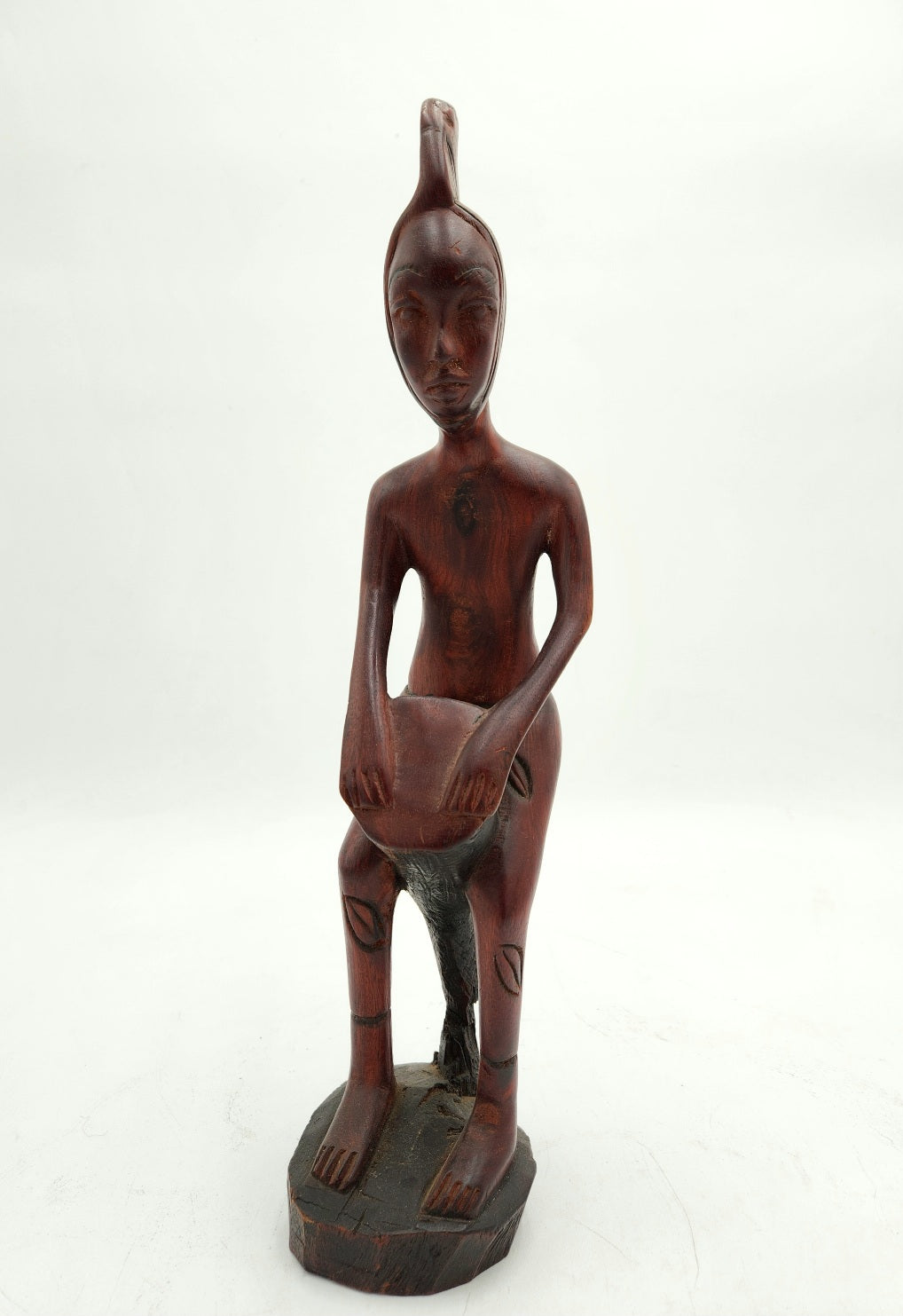 Hand Carved African Drum Wood Sculpture