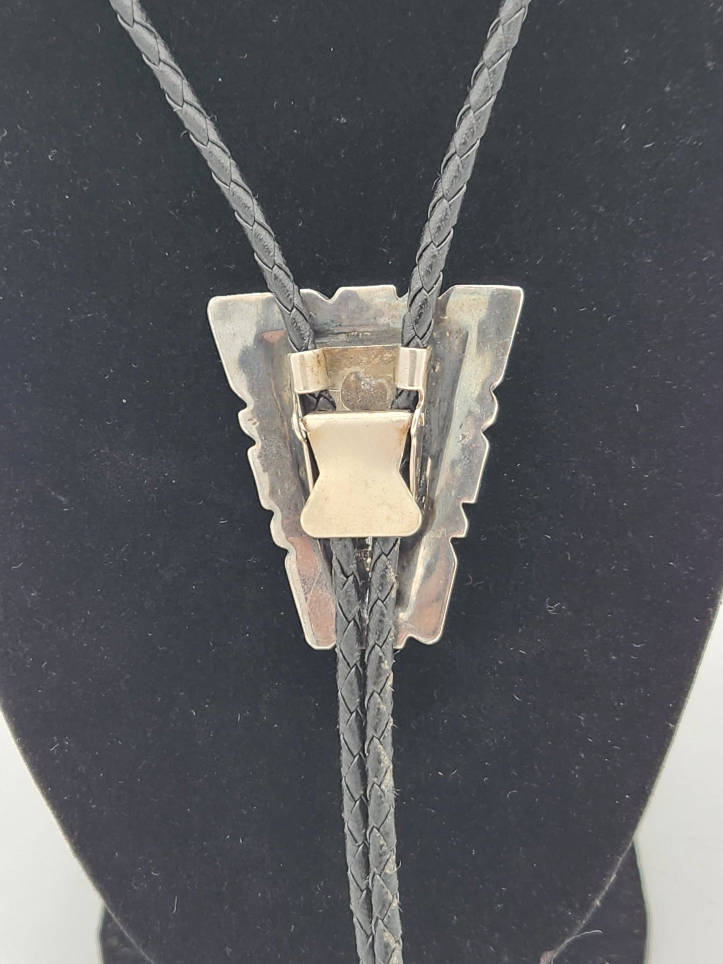 Vintage Navajo Sterling Silver Triangular Turquoise Cluster Bolo Tie