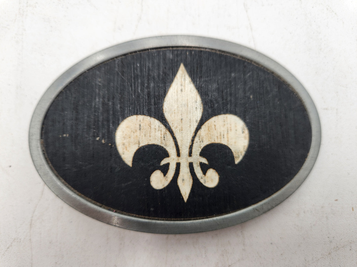 Vintage Wood Fleur De Lis Belt Buckle