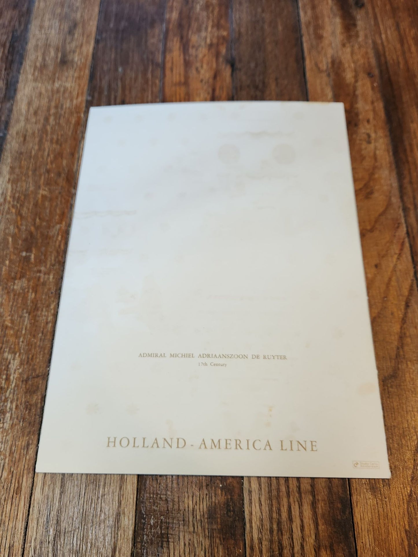 Captain with Globe Holland-America Line Dinner Menu
