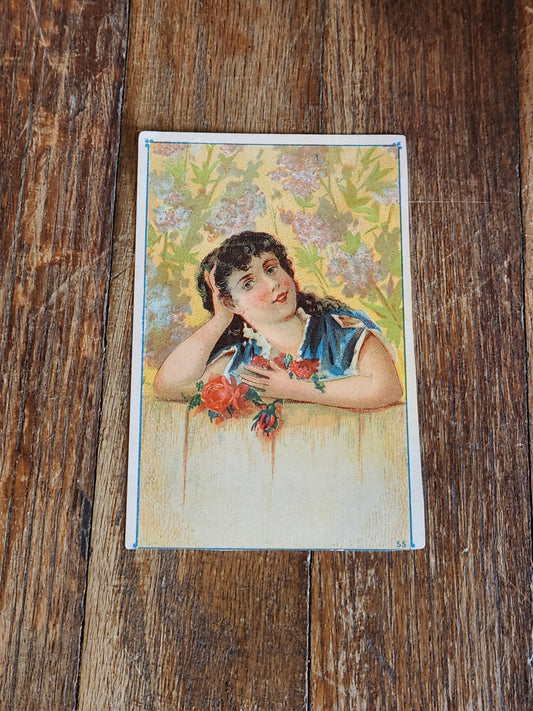 Victorian Trade Card Zenobia Health Corset Cortland NY Woman Floral c1890s