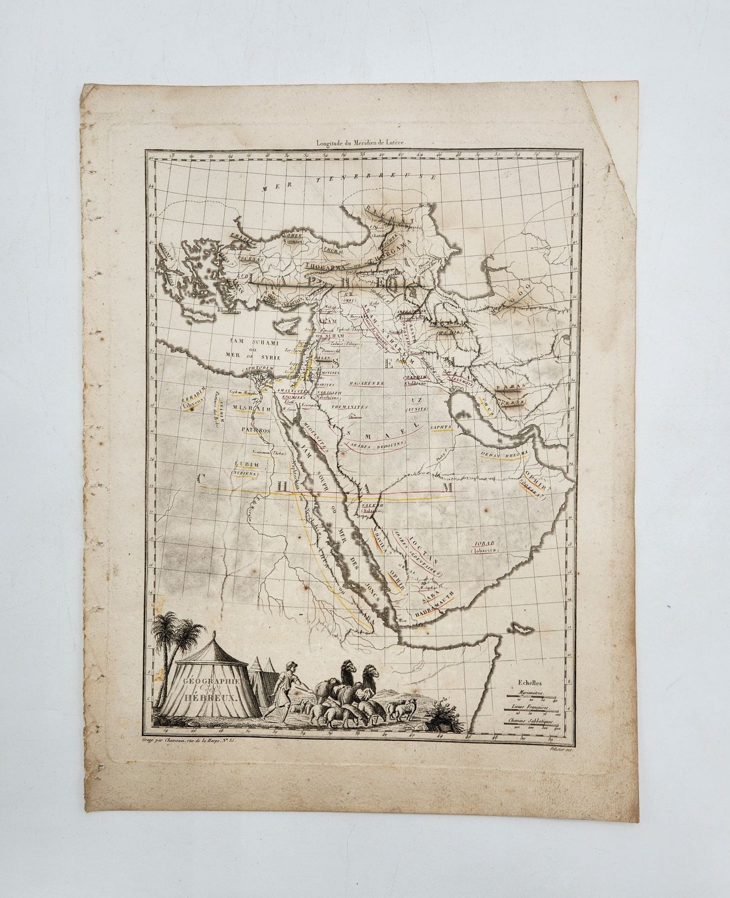 Antique Map 1812 of Geographie del Hebreux - Conrad Malte-Brun