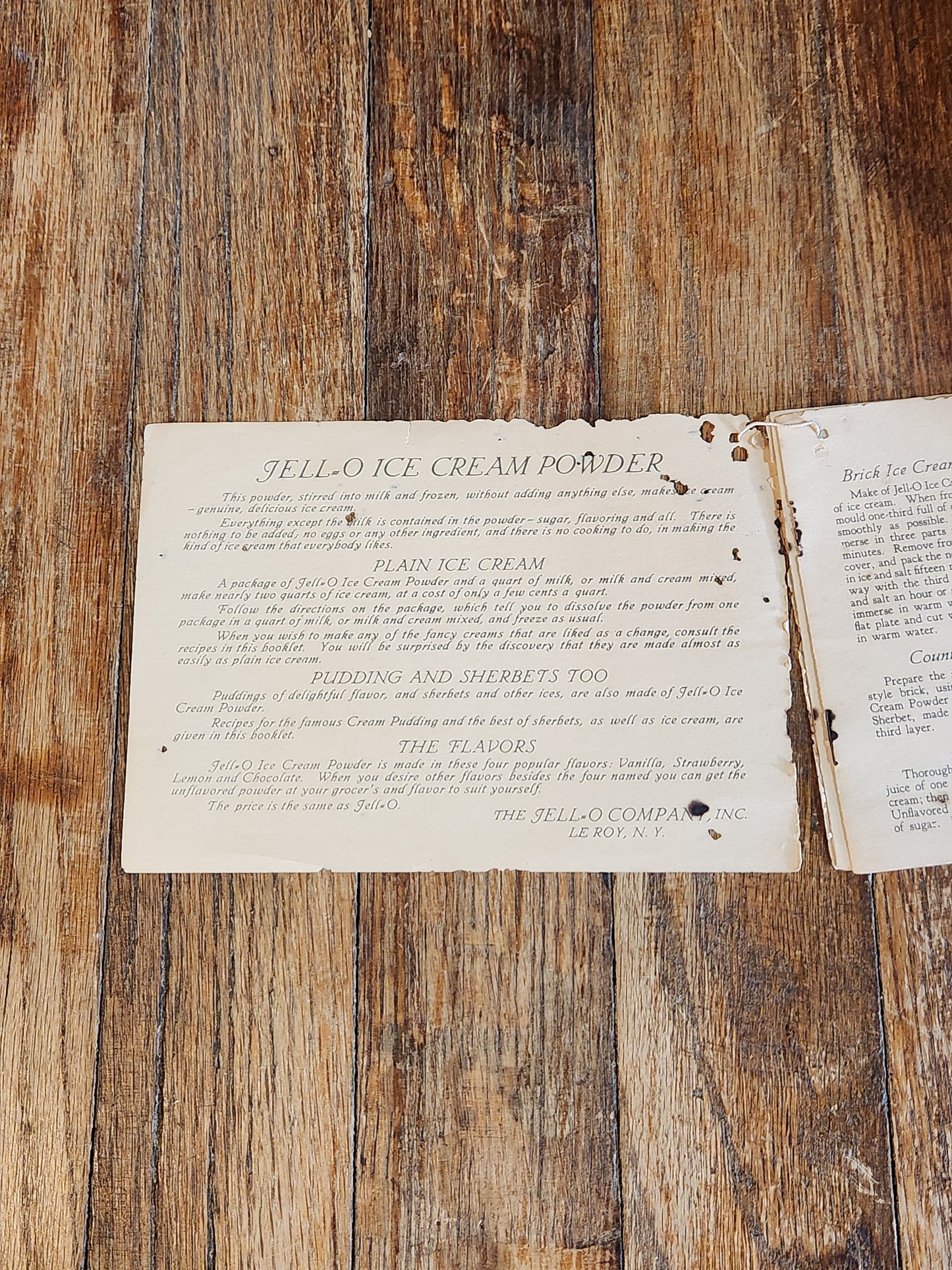 Antique Jell-O Ice Cream Powder Recipe Booklet c1920s Color Lithographs