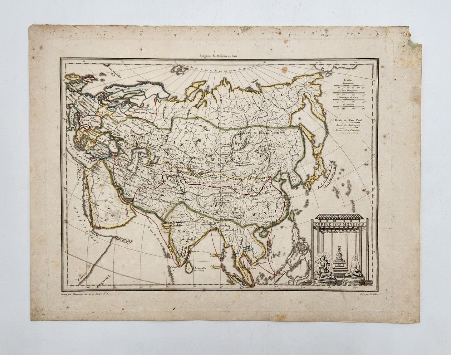 Antique Map 1812 of Empire des Mongols - Conrad Malte-Brun