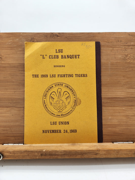 1969 LSU “L” Club Banquet Program – Honoring LSU Fighting Tigers Football Team