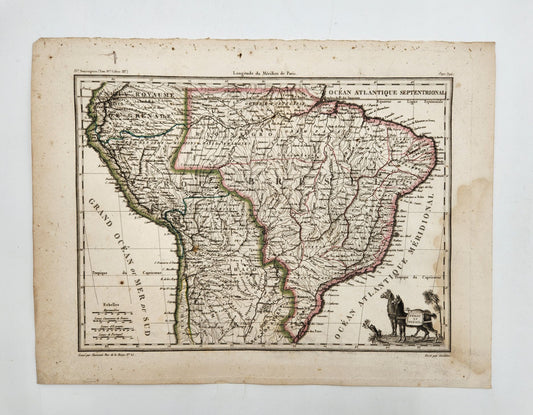 Antique Map - Perou et Bresil - Part of South America -Conrad Malte-Brun