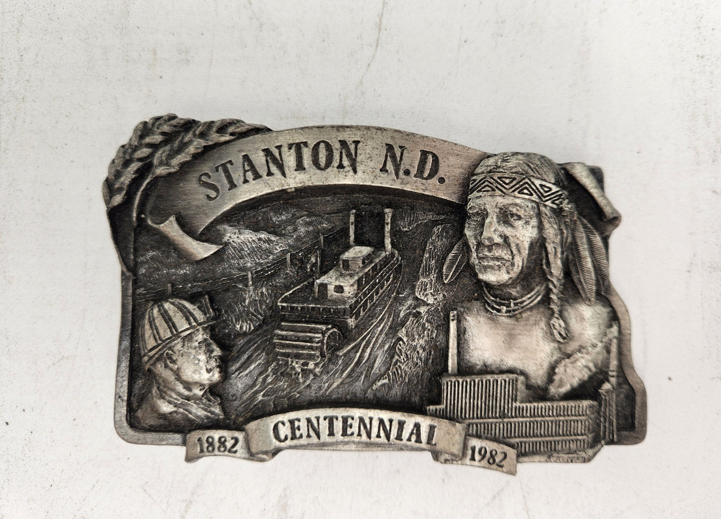 VINTAGE STANTON ND 1982 CENTENNIAL BELT BUCKLE LIMITED TO 1000 MADE