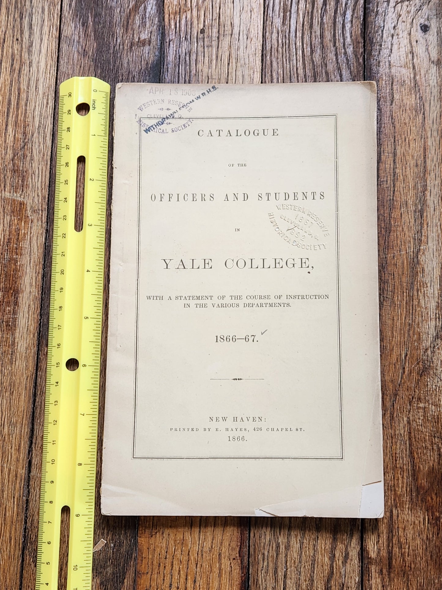 1866 Yale College Catalogue – Officers & Students, Courses of Instruction, New Haven CT