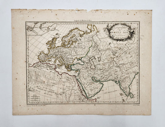 Original Map 1812 of geography of the middle ages - Conrad Malte-Brun / Lapie