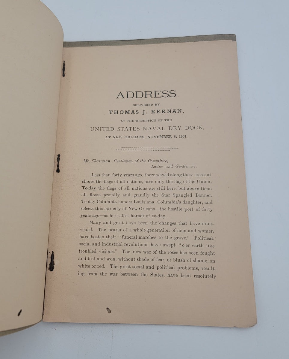 Address delivered by Thomas J. Kernan at the Reception of the United States Dry Dock at New Orleans, LA November 6, 1901