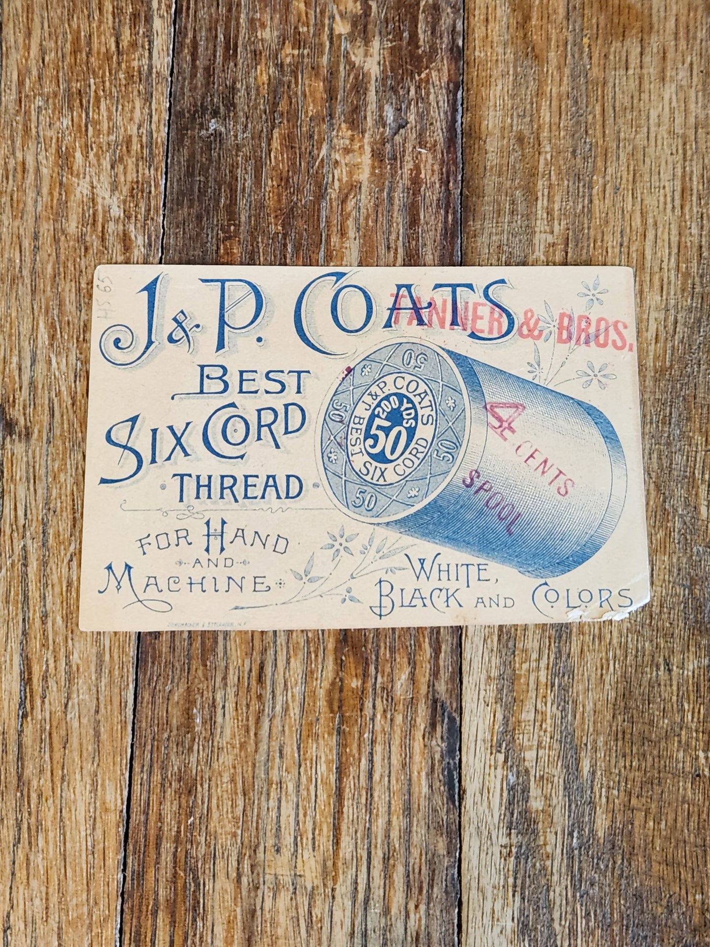 Victorian J & P Coats Thread Trade Card Dogs Pug Advertising Sewing 1880s