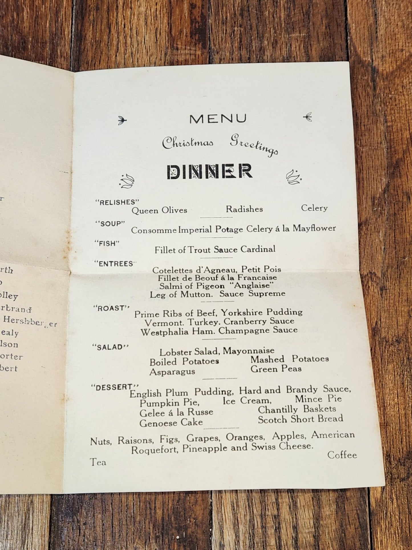 United Fruit Company's Steamship Service 1910 Menu