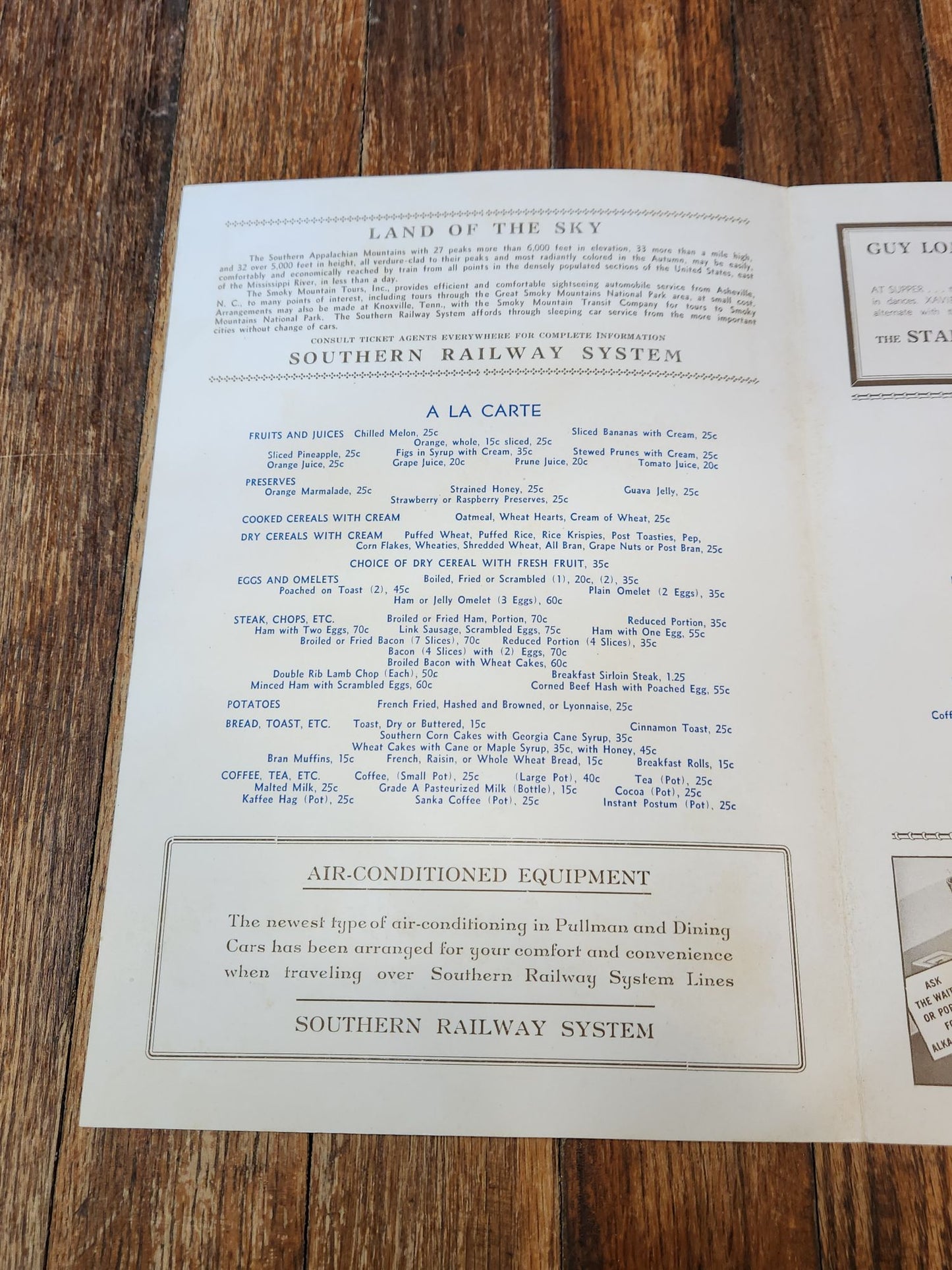 Southern Railway System and Norfolk and Western Menu