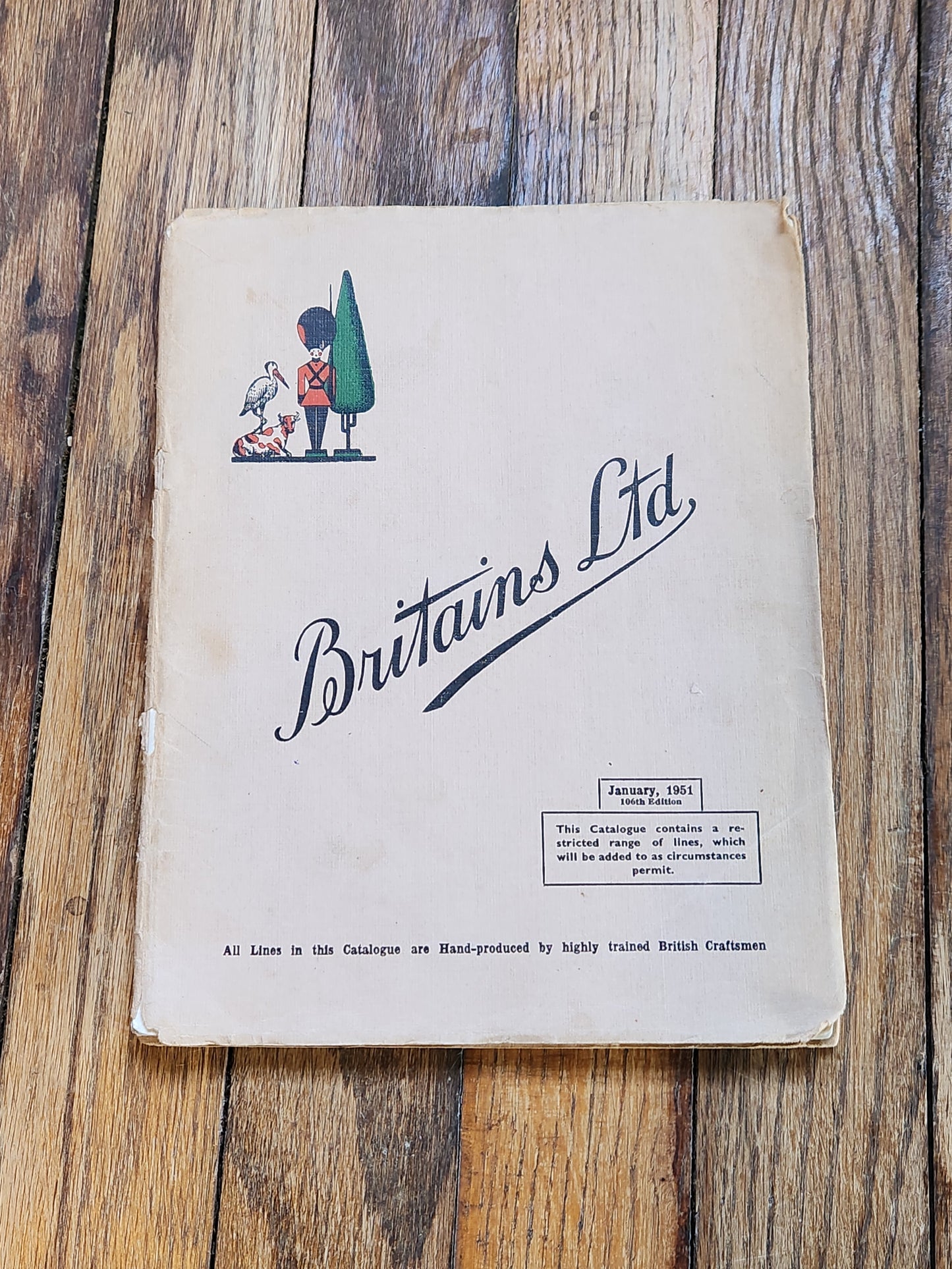 Britains Ltd 1951 Catalog 106th Edition + Inserts “New Lines” & “S&P Fort Range” Toy Soldiers Zoo Farm