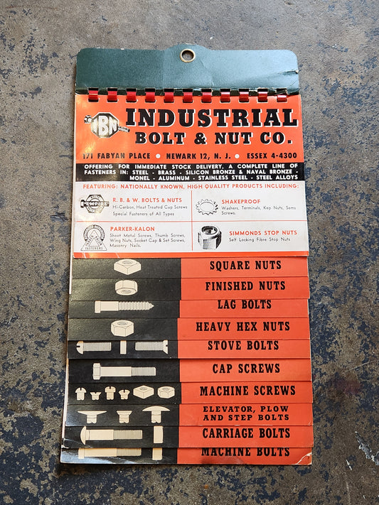 1950s Industrial Bolt & Nut Co. Trade Catalog Newark NJ — Fasteners, Screws, Bolts, Price List 1947–1956