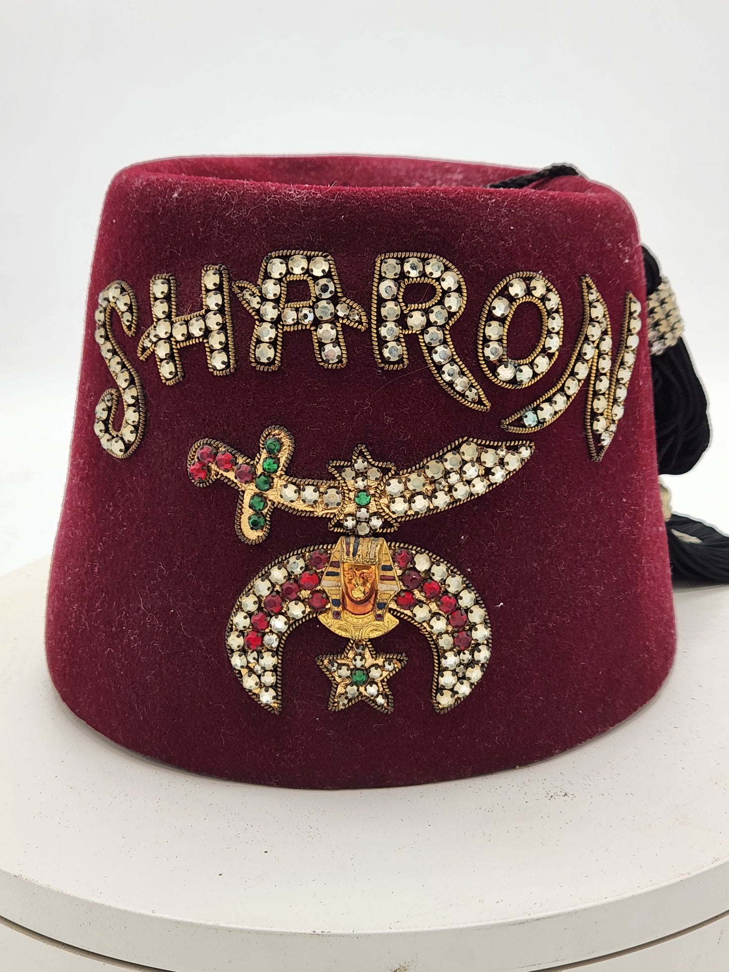 Vintage Mid-Century Jeweled Shriners Fez – Sharon Shrine, Officer/Parade Grade
