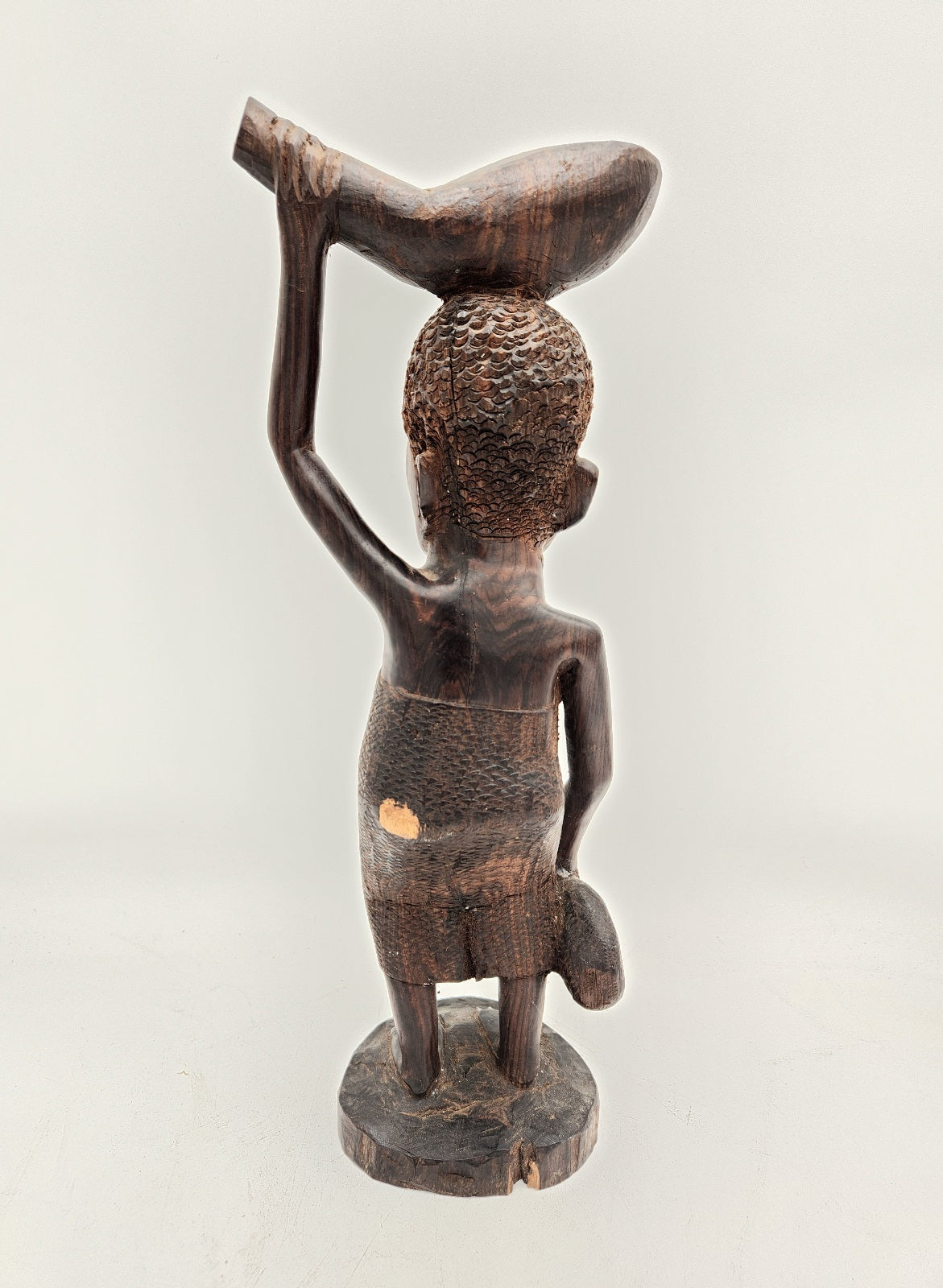 Vintage Wood Carved African Woman Carrying items