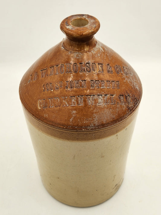 Antique J&W Nicholson Co LTD. Liquor Jug From Clerkenwell, London, UK - Made by Doulton Lambeth