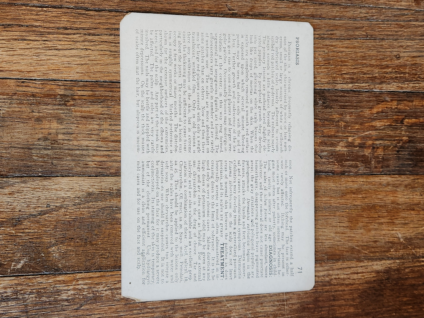 Antique Medical Teaching Card – Psoriasis – Dermatology Photo Plate c.1920s