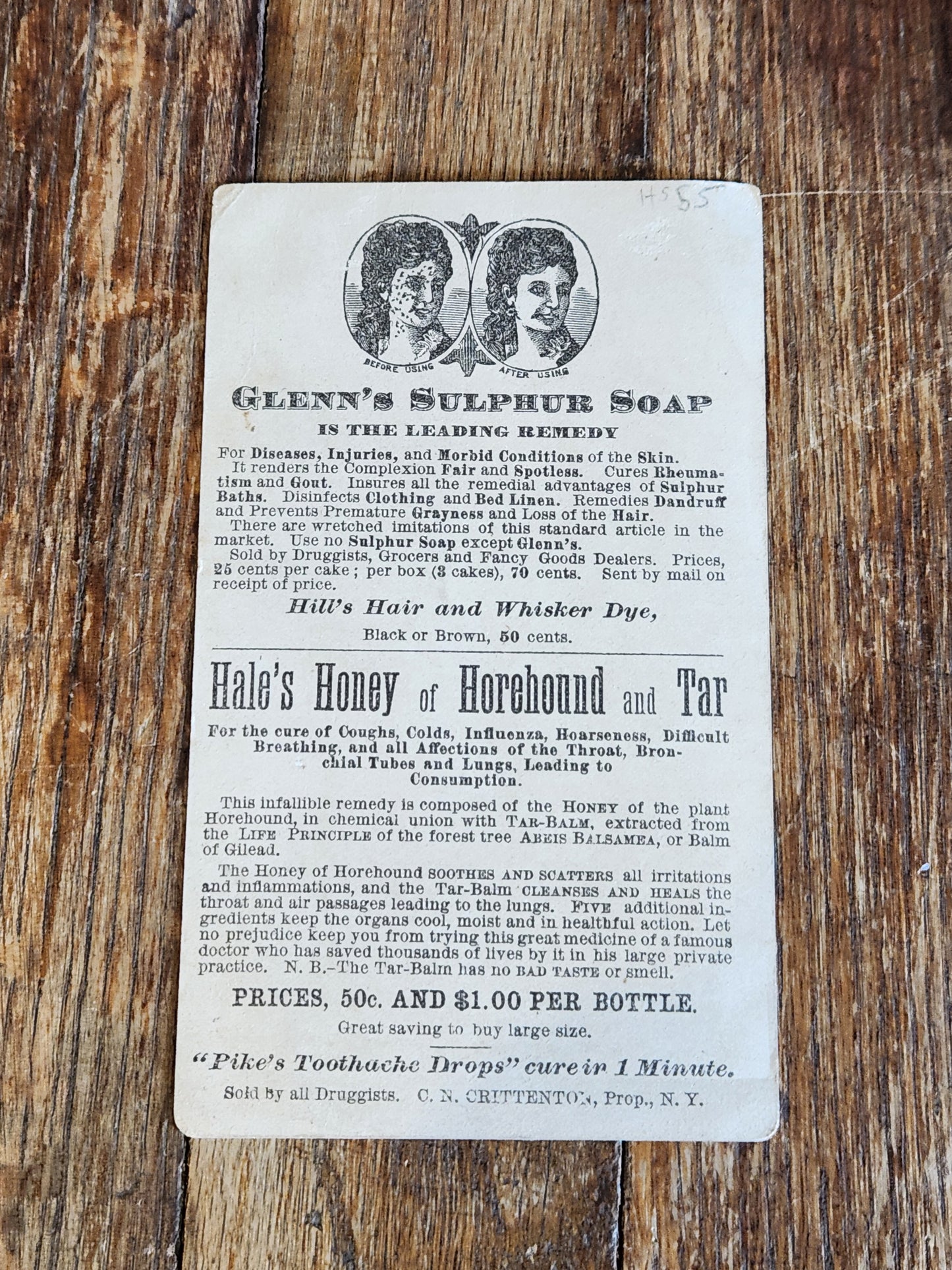 Victorian Advertising Trade Card — Glenn’s Sulphur Soap — Sulphur Baths / Quack Medicine