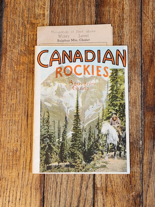 Vintage Canadian Rockies Souvenir Guide w/ Sulphur Mountain Chalet "Alpine Transport" Brochure – Banff Canada c.1930s