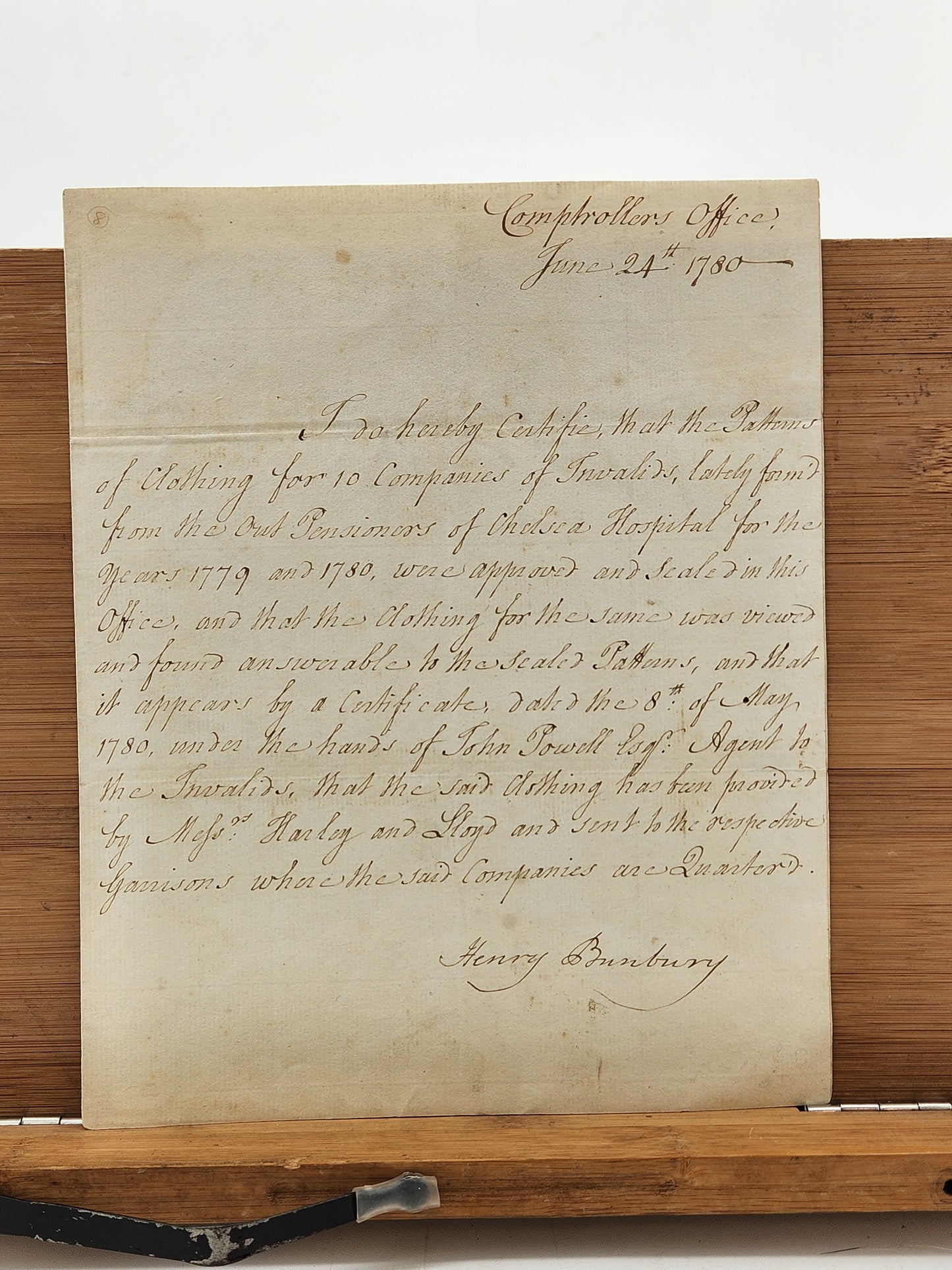 1780 Revolutionary War Era British Military Document | Chelsea Hospital Invalids